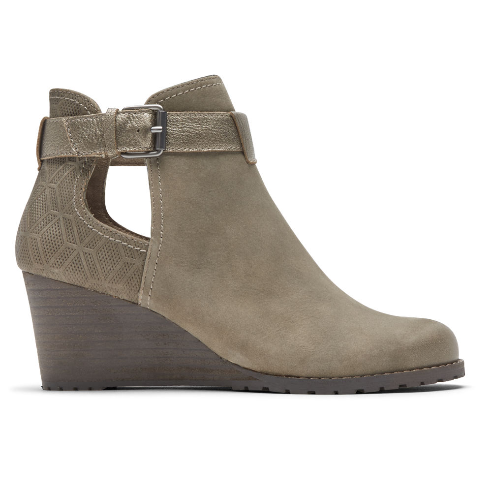 Rockport Booties For Womens Grey - Cobb Hill Lucinda Open - DW6175238